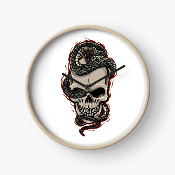 Snake With Fire Skull Clock