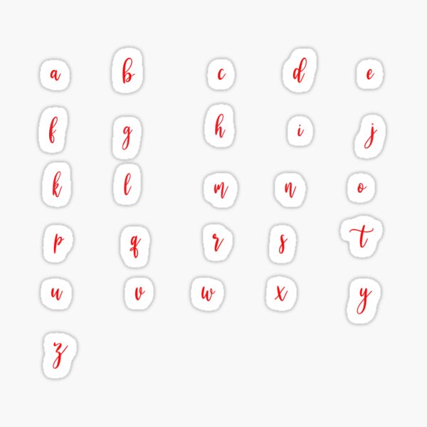 "Red Cursive Alphabet Sticker Pack" Sticker for Sale by coolcar136 Redbubble