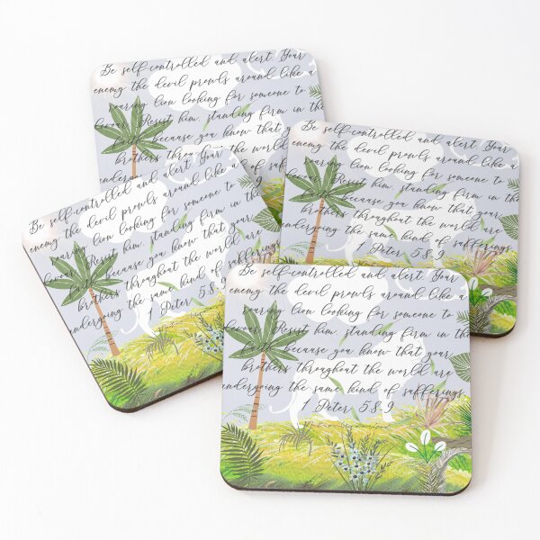Item preview, Be Self-Controlled and Alert, lion, palm tree, jungle scene designed and sold by 1NationUnderGod.