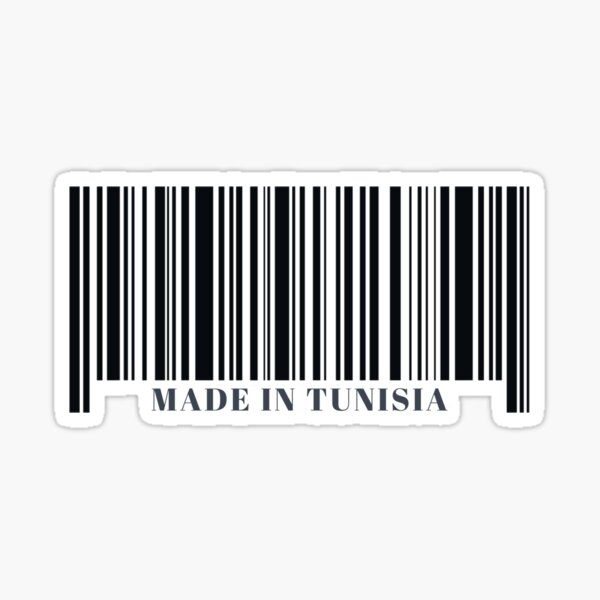 Made in Tunisia Black Barcode Sticker