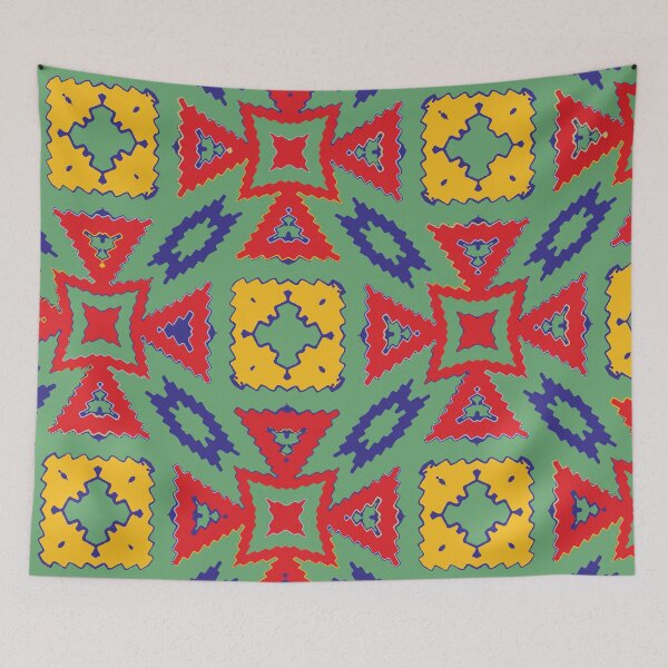 Item preview, Ikat Pattern Primary Colors Folk Art designed and sold by BlueIrisMarket.