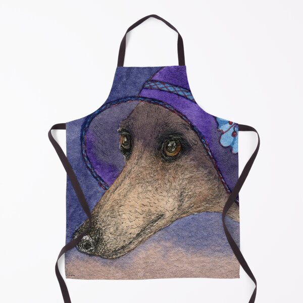 Item preview, Whippet of Mystery, Greyhound dog in fabulous hat with blue flowers designed and sold by SusanAlisonArt.