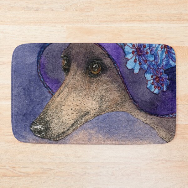 Item preview, Whippet of Mystery, Greyhound dog in fabulous hat with blue flowers designed and sold by SusanAlisonArt.