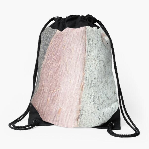 pink & grey bark textures Drawstring Bag