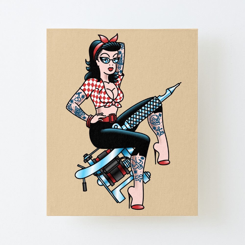 Année 50 Tatouage Pin Up Femme Impression rigide « Salty-Dog American Traditional Lowbrow Hot Rod  Rockabilly Tattoo Pin-up », par salty-dog | Redbubble