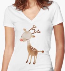 Rudolf the reindeer Women's Fitted V-Neck T-Shirt