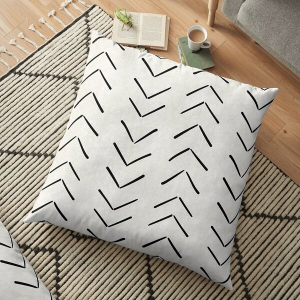 Black and white boho mudcloth Floor Pillow
