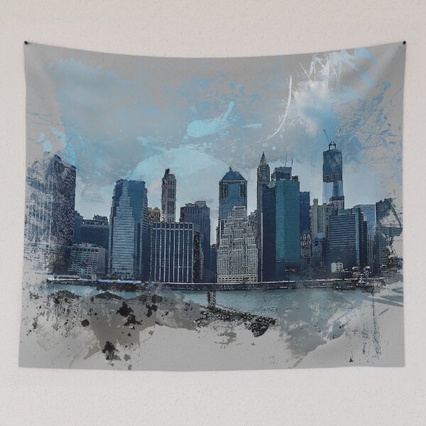 Item preview, Watercolor New York - NYC Lower Manhattan Skyline in New York City designed and sold by r-silver.
