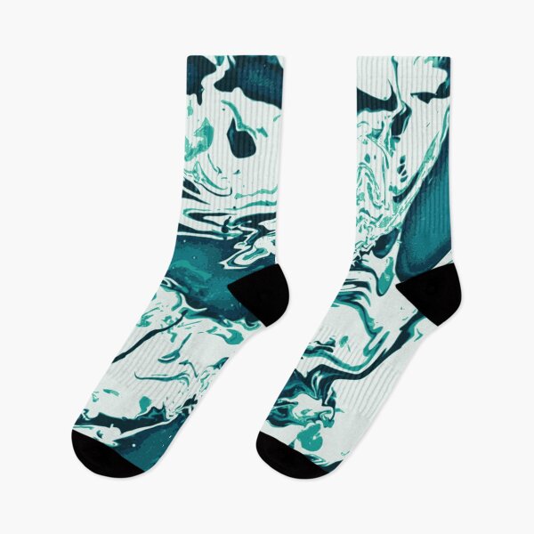 Artikelvorschau, Aqua - türkisblau grau und weiß abstraktes Wirbelmuster entworfen und verkauft von JaycraveDesigns.