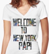 Welcome to New York Papi Women's Fitted V-Neck T-Shirt