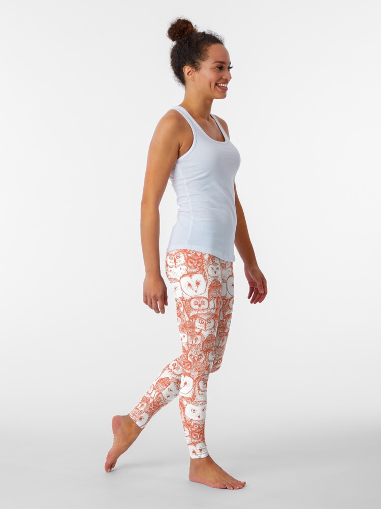 Alternate view of just owls flame orange Leggings