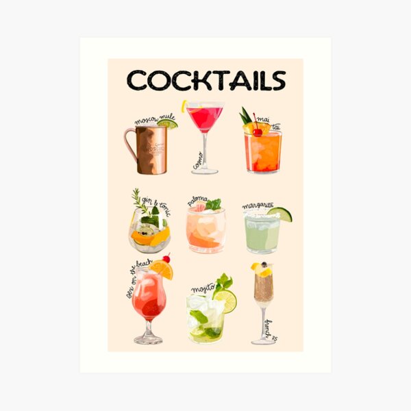 colorful cocktails Art Print