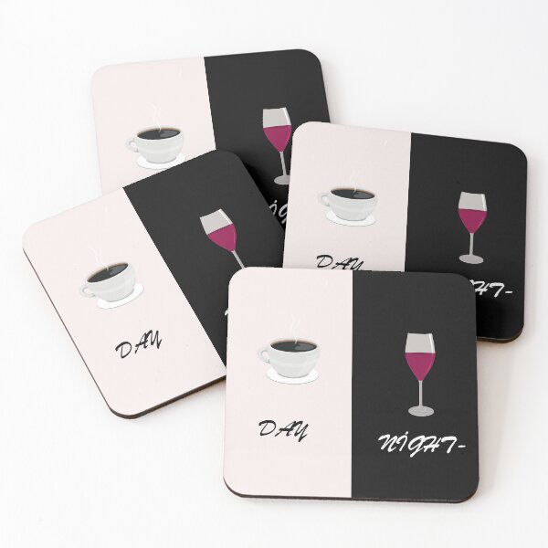 Item preview, DAY COFFEE NİGHT WİNE FUNNY WHİTE AND BLACK BACKGROUND  designed and sold by rashadat.