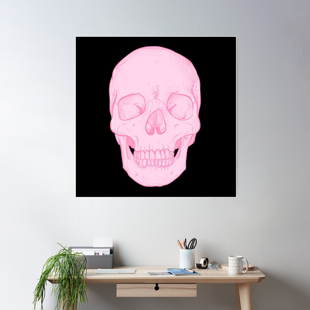 Dark Black Hot Pink Goth Skulls Kitchen Towel, Zazzle