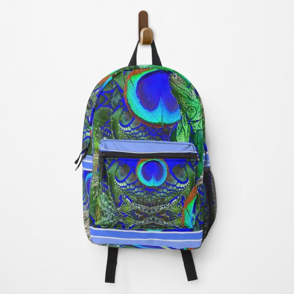 Item preview, BLUE PEACOCKS & GREEN IGUANA BLUE FANTASY ART designed and sold by sharlesart.