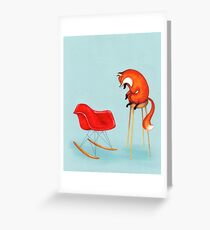 Fox Perplexed by Modern Furniture Greeting Card