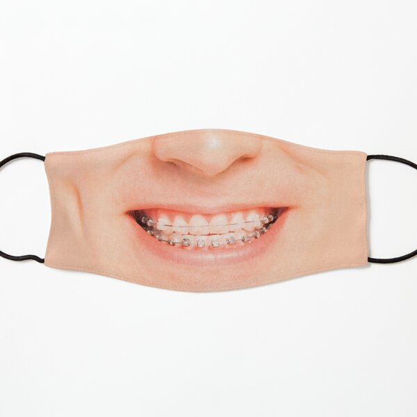 Braces Kids Masks Redbubble - man face with braces roblox