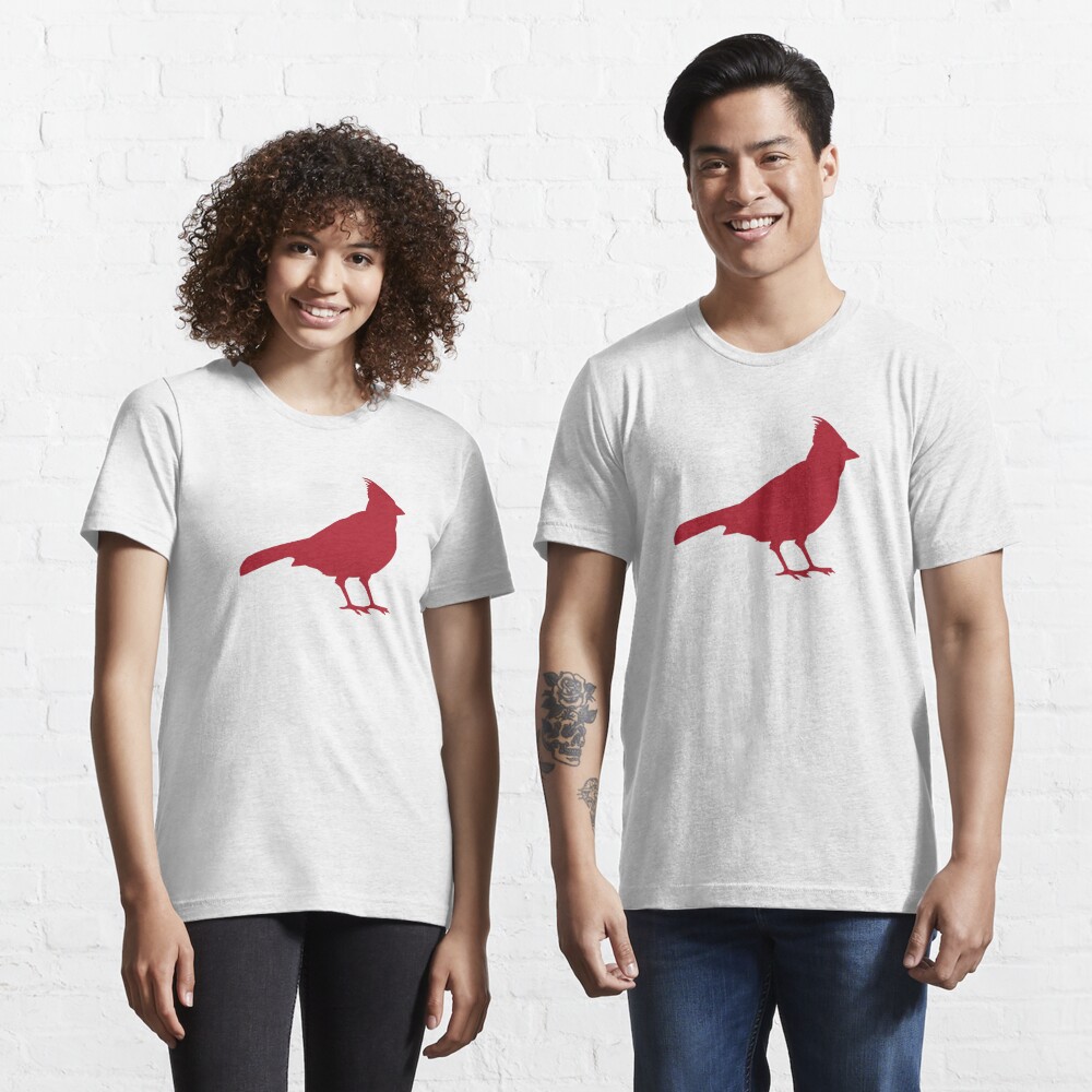  Bright Red Cardinal bird Silhouette T-Shirt : Clothing