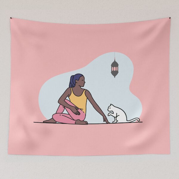 Item preview, YOGA PRACTICE WITH CAT Twisting pose designed and sold by Trio's Stuff.