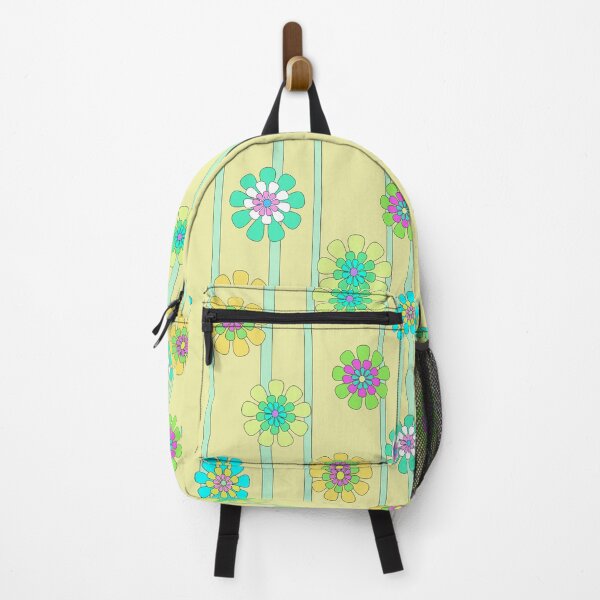 Item preview, Bright yellow floral retro 1960s flower power trellis  designed and sold by susanvarleyart.