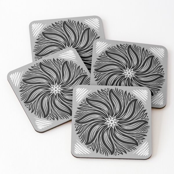Item preview, Black White Flower on Grey Background  designed and sold by NMARTWORKS.