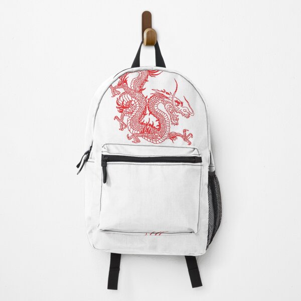 Red Chinese Dragon / White background Backpack