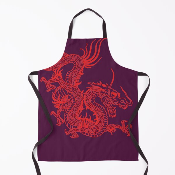 Red Chinese Dragon / Purple Background Apron