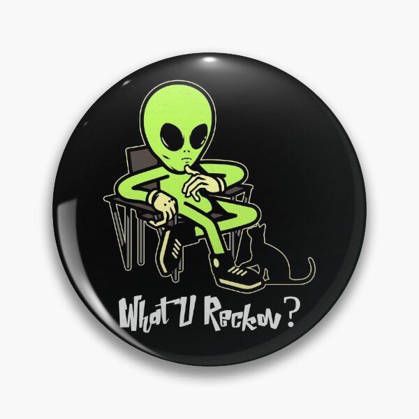 Item preview, What U Reckon? Alien talking to cat. Funny. Dark background designed and sold by shirtdan.
