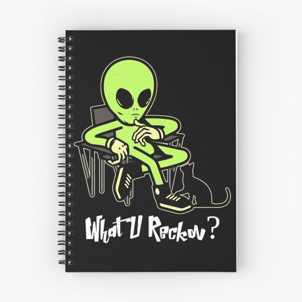 Item preview, What U Reckon? Alien talking to cat. Funny. Dark background designed and sold by shirtdan.