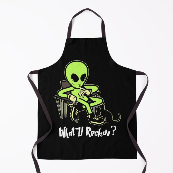 Item preview, What U Reckon? Alien talking to cat. Funny. Dark background designed and sold by shirtdan.
