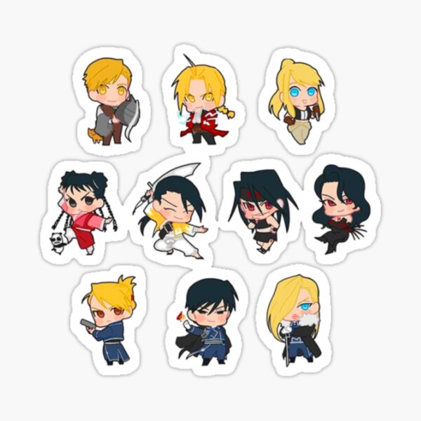 Conjunto de personajes de Fullmetal Alchemist Brotherhood Pegatina