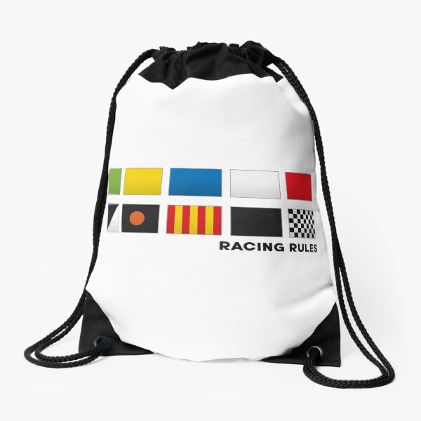 'Racing Rules' F1 Flag Motorsport Black Text Design Drawstring Bag