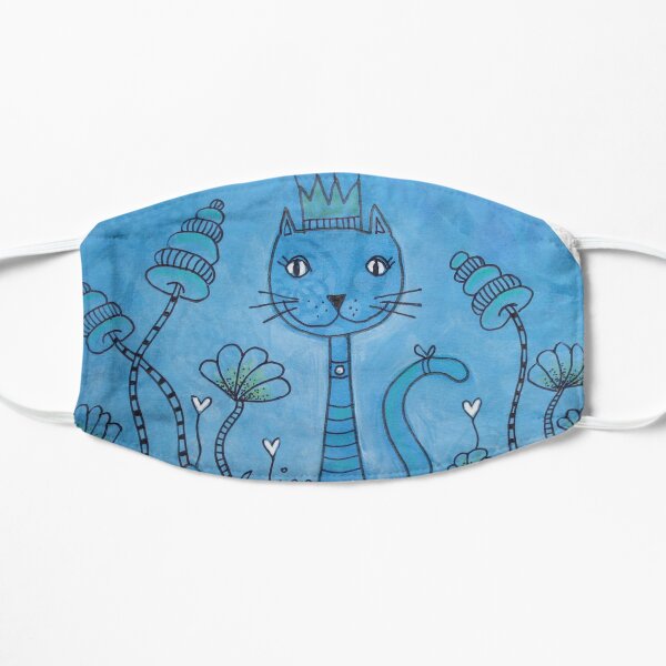 Blue Cat Doodle Artwork Mask