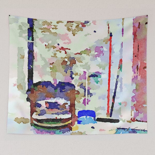 Item preview, Corner of the village with brooms and dustbin designed and sold by Giuseppe Cocco.