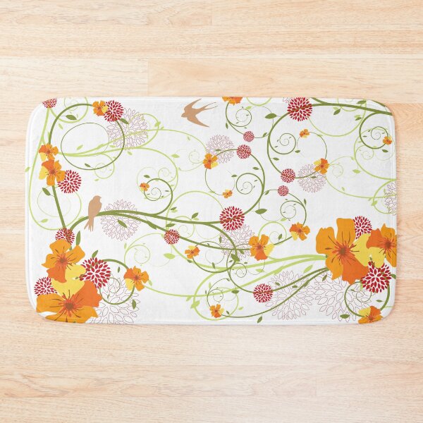 Item preview, Yellow Summer Hibiscus Swirls and Swallow Birds © fatfatin designed and sold by fatfatin.