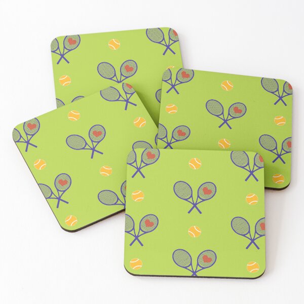 Item preview, Tennis rackets with red heart on green background designed and sold by EvieWoj.