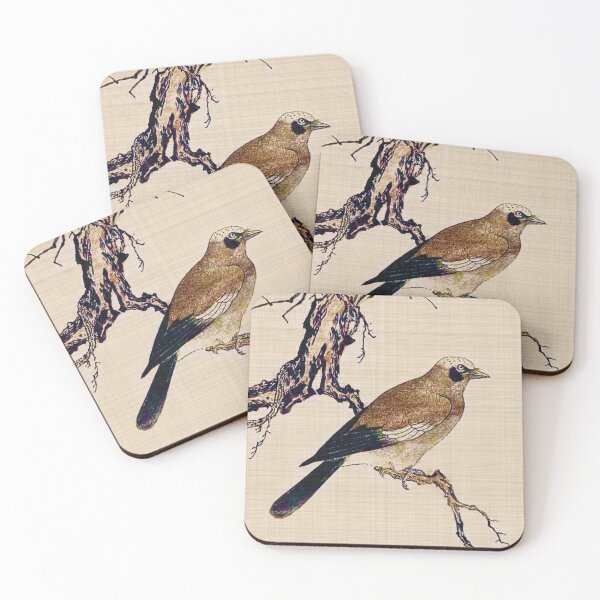 Item preview, Japanese Woodcut of a Finch, Brown and Beige  designed and sold by Marymarice.