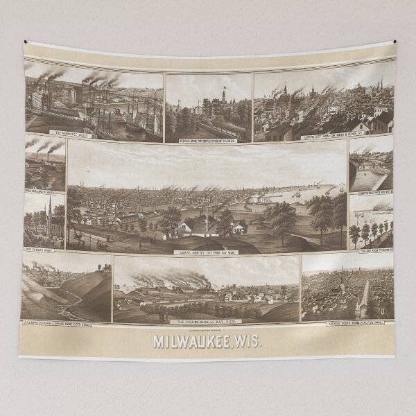 Item preview, Vintage Map of Milwaukee WI (1882) designed and sold by BravuraMedia.