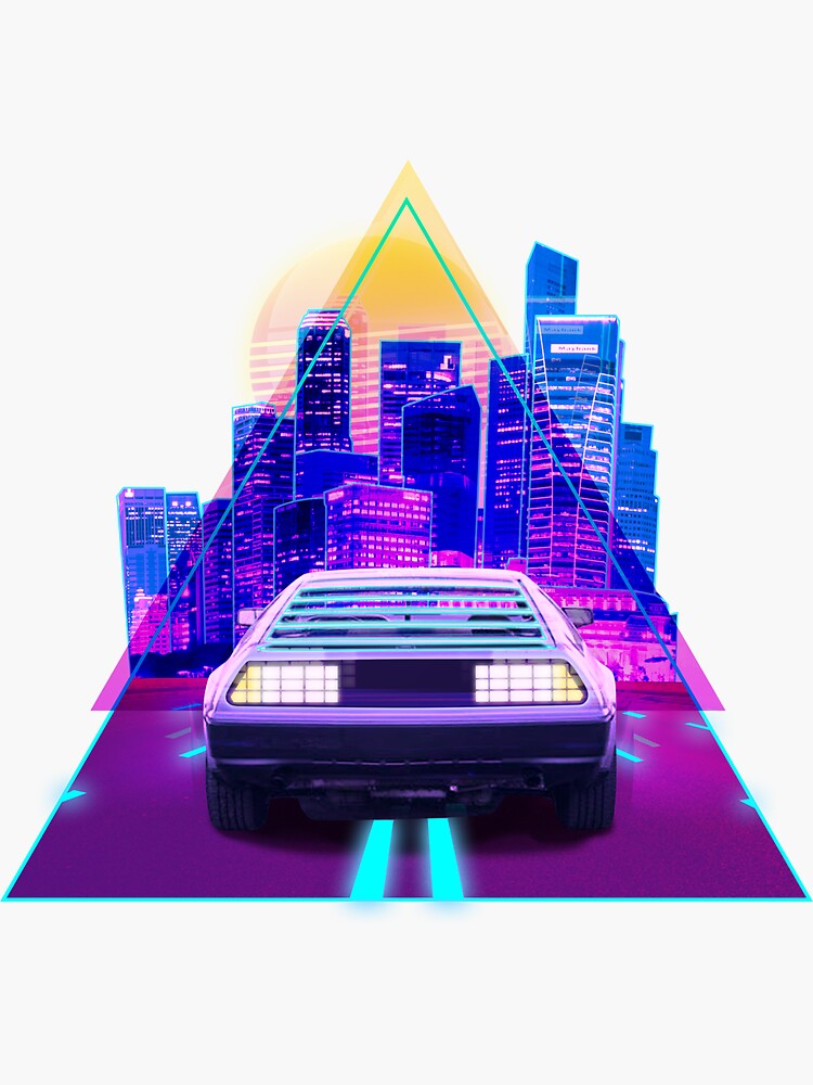 Outrun City Landscape Sticker For Sale By Ugbk Tshirts Redbubble