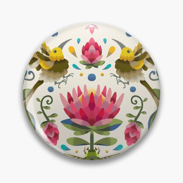 Item preview, Light Protea Flower with Sugarbird and Green Beetle designed and sold by maak-and-illy.