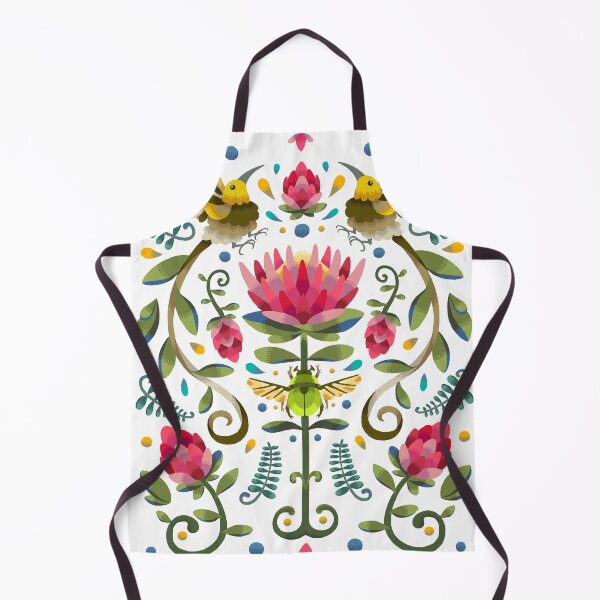 Item preview, Light Protea Flower with Sugarbird and Green Beetle designed and sold by maak-and-illy.