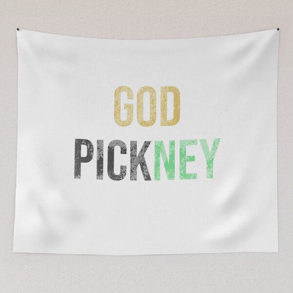 Item preview, Black green gold God Pickney West Indian Dialect Distressed Christian typography designed and sold by sinceanna.