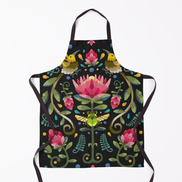 Item preview, Dark Protea Flower with Sugarbird and Green Beetle designed and sold by maak-and-illy.