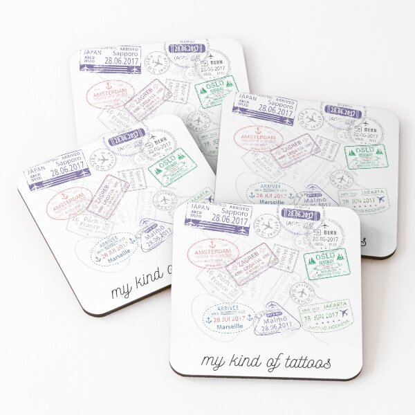 Item preview, Passport stamp tattoos designed and sold by garhoud.