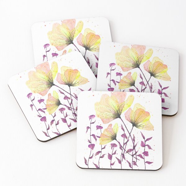 Item preview, Yellow orange violet flowers with leaves designed and sold by Maitri-Sanghvi1.