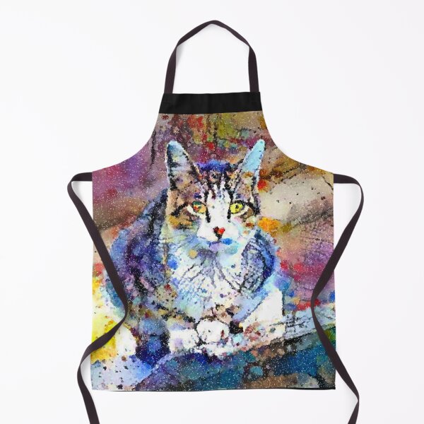 Item preview, Bright multicolor cat portrait, pointilism. designed and sold by floraaplus.