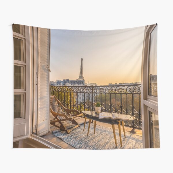 Item preview, Eiffel Tower view from Paris balcony at sunset designed and sold by KarenMandau.