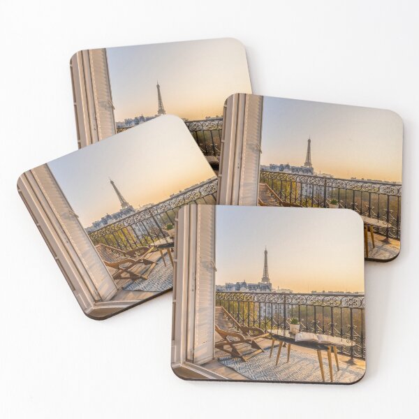 Item preview, Eiffel Tower view from Paris balcony at sunset designed and sold by KarenMandau.