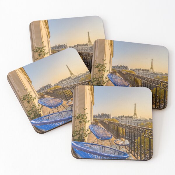 Item preview, Paris balcony at sunset with stunning Eiffel Tower view designed and sold by KarenMandau.