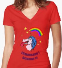 ERMAHGERD RAINBOW! Women's Fitted V-Neck T-Shirt